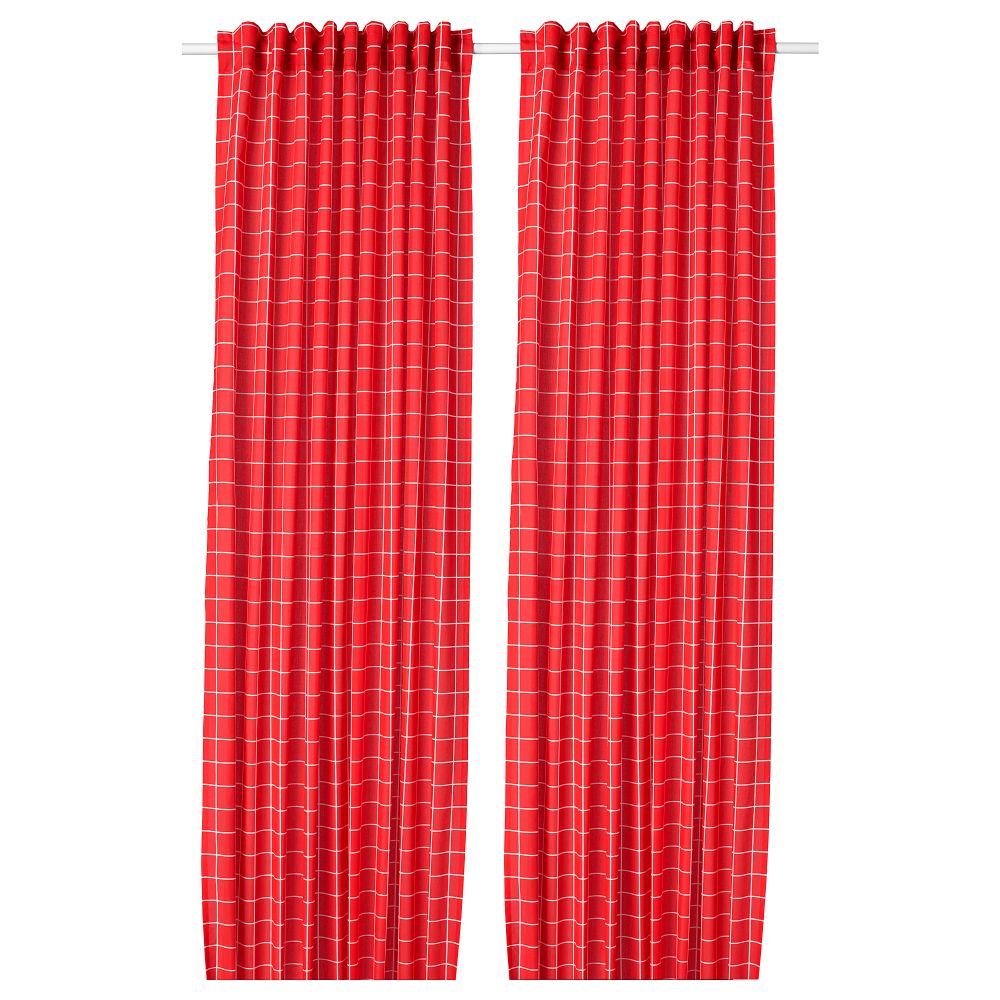 Затемняющие гардины, 1 пара РОЗАЛИЛЛ, красный/белый (145x300 см) - фото 1