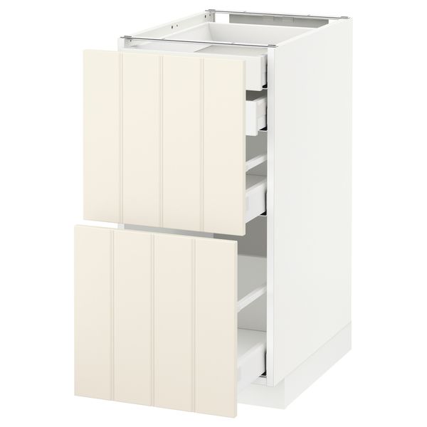 Напольный шкаф 2 фронтальные панели, 2 нижних, 1 средний, 1 высокий ящик МЕТОД / МАКСИМЕРА, белый, Хитарп белый с оттенком - схема-чертеж с размерами