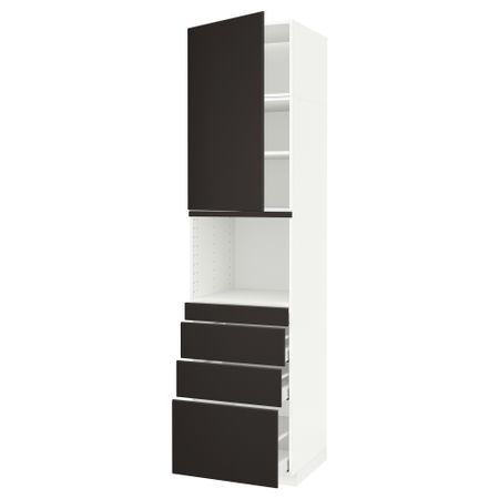 Высокий шкаф для СВЧ/дверца/4ящика МЕТОД / МАКСИМЕРА, белый, Кунгсбакка антрацит