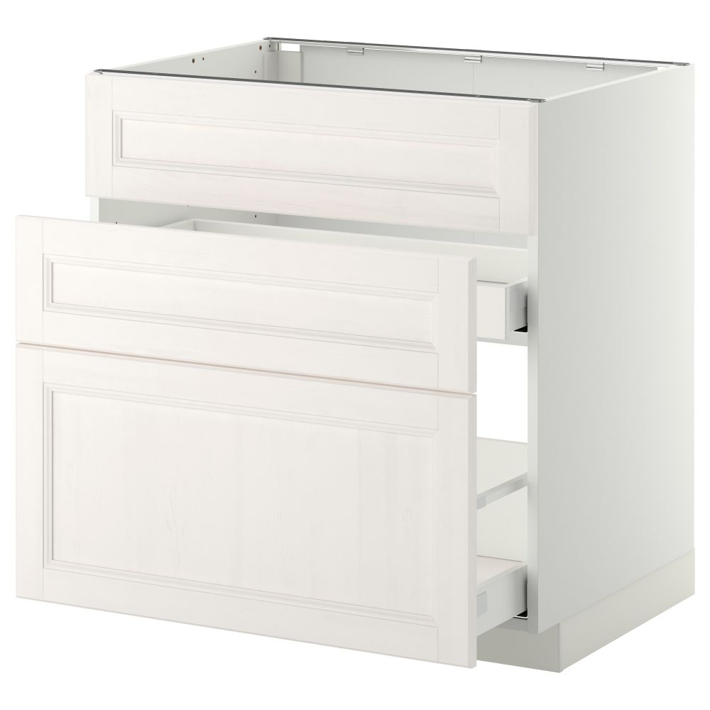 Напольный шкаф под мойку + 3 фронтальных панели, 2 ящика МЕТОД / МАКСИМЕРА, белый, Лаксарби белый - схема-чертеж с размерами