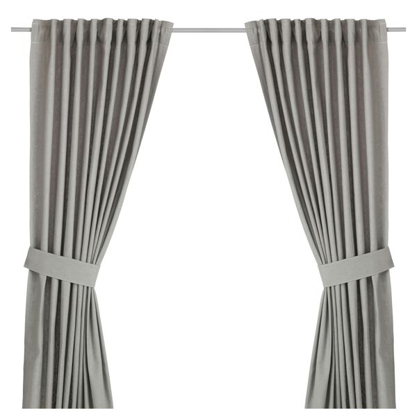 Гардины с прихватом, 1 пара ИНГЕРТ, серый (145x300 см) - фото 1