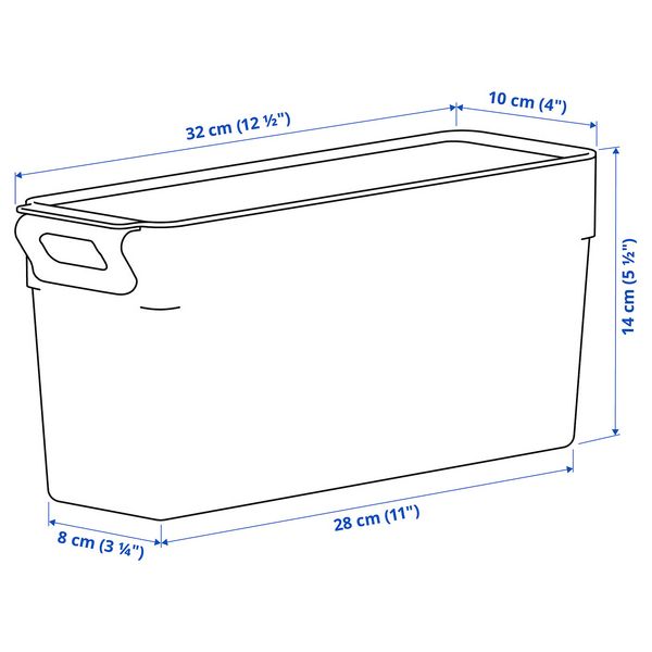 KLIPPKAKTUS Контейнер для холодильника - прозрачный 32x10x14 см - схема-чертеж с размерами