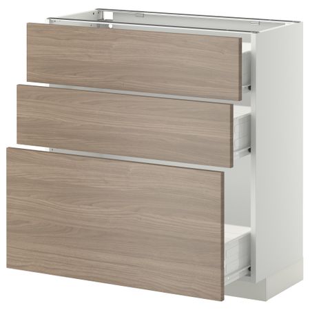 Напольный шкаф с 3 ящиками МЕТОД / ФОРВАРА, белый, Брокхульт светло-серый