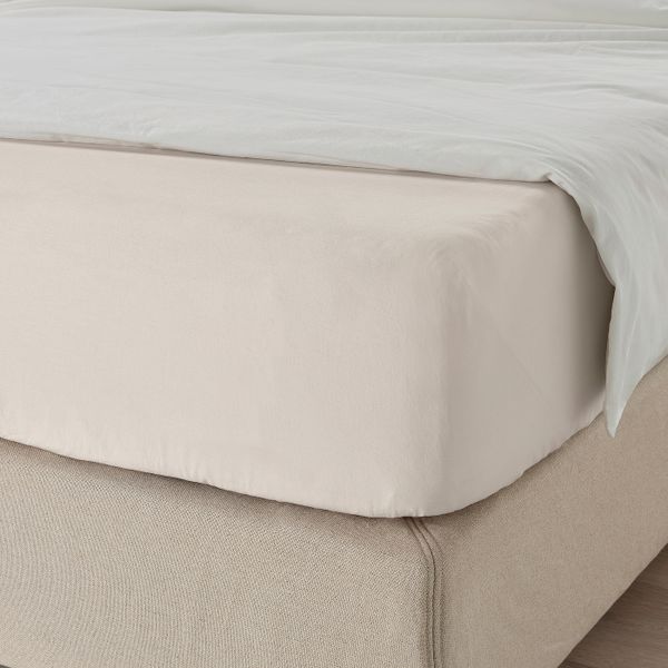 Простыня натяжная, бежевый 90x200 см IKEA DVALA ДВАЛА 603.572.28 - фото 2