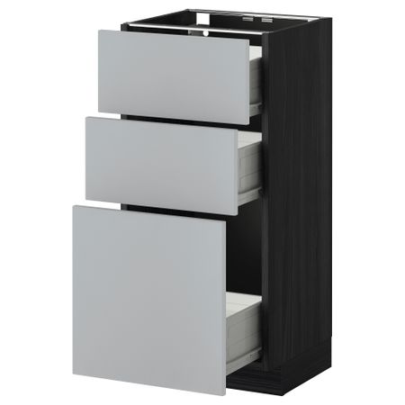 Напольный шкаф с 3 ящиками МЕТОД / ФОРВАРА, черный, Веддинге серый
