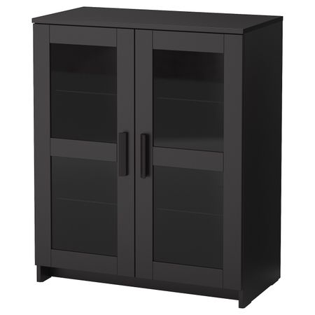 Шкаф с дверями, стекло/черный 78x95 см IKEA BRIMNES БРИМНЭС 403.833.46