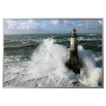 Картина с рамой БЬЁРКСТА, Маяк, цвет алюминия (200x140 см)