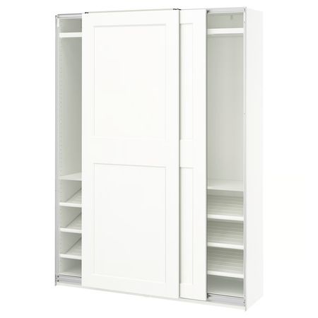 PAX / GRIMO Гардероб с раздвижными дверями - белый/белый 150x43x201 см