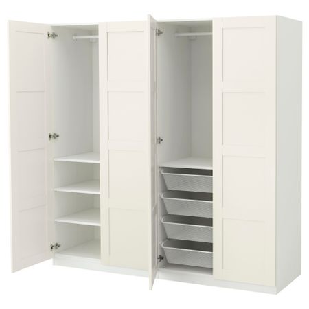 Гардероб, белый, белый, 200x60x201 см IKEA PAX ПАКС, BERGSBO БЕРГСБУ 691.272.90