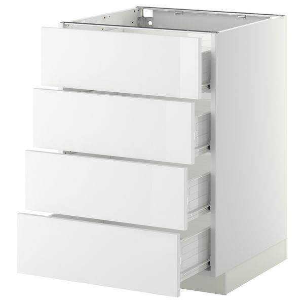 Напольный шкаф 4 фронтальных панели, 4 ящика МЕТОД / ФОРВАРА, белый, Рингульт белый - схема-чертеж с размерами