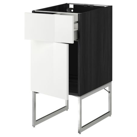Напольный шкаф с ящиком, дверью МЕТОД / МАКСИМЕРА, черный, Рингульт белый