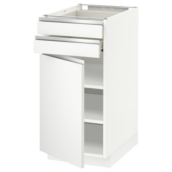 Напольный шкаф с дверцей, 2 ящиками МЕТОД / ФОРВАРА, белый, Нодста белый - схема-чертеж с размерами