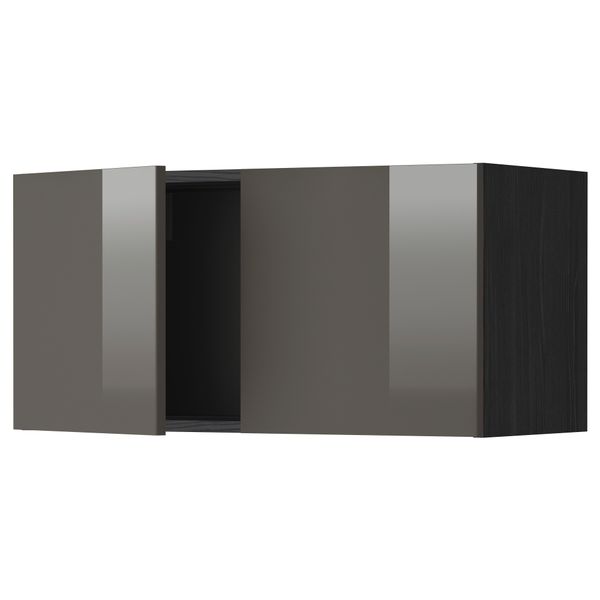 Навесной шкаф с 2 дверями МЕТОД, черный, Рингульт серый (80x40 см) - схема-чертеж с размерами