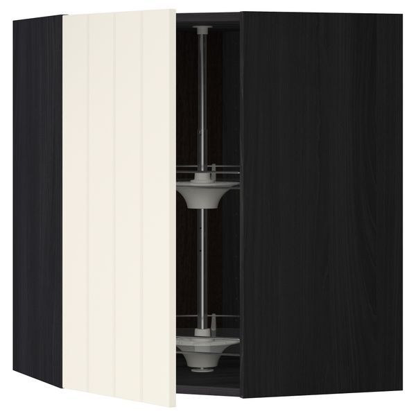 Угловой навесной шкаф с вращающейся секцией МЕТОД, черный, Хитарп белый с оттенком - схема-чертеж с размерами