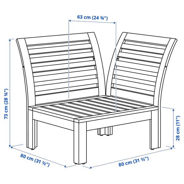 Садовая угловая секция, коричневая морилка IKEA ÄPPLARÖ ЭПЛАРО 403.763.36 - схема-чертеж с размерами