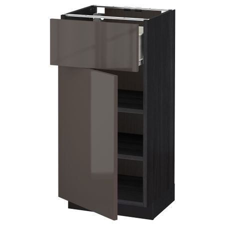 Напольный шкаф с ящиком, дверью МЕТОД / ФОРВАРА, черный, Рингульт серый