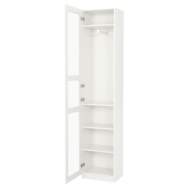 Гардероб ПАКС, белый, Тисседаль стекло (50x38x236 см) - фото 1