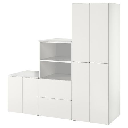 Комбинация для хранения, белый/белый 180x57x181 см IKEA SMÅSTAD СМОСТАД / OPPHUS ОПХУС 694.860.99