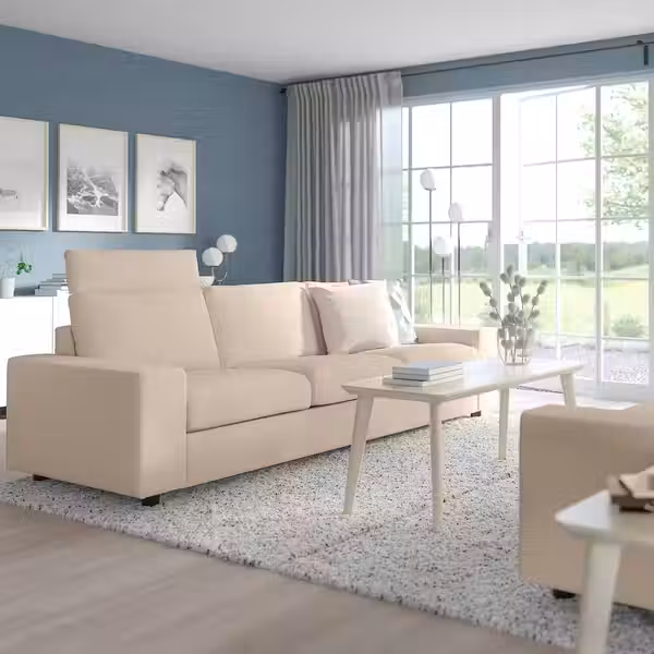 VIMLE 3-местный диван - с изголовьем с широкими подлокотниками/Hallarp бежевый - фото 2