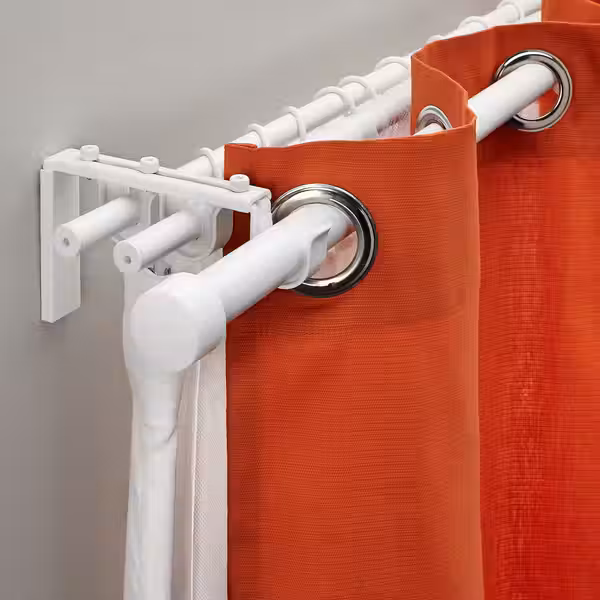 RÄCKA / HUGAD Тройной гардинный карниз,комбинация - белый 210-385 см - схема-чертеж с размерами