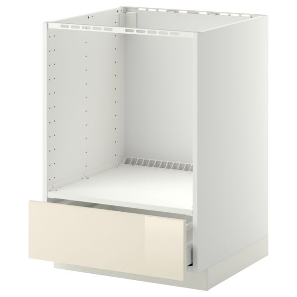 Напольный шкаф для духовки, с ящиком МЕТОД / МАКСИМЕРА, белый, Рингульт кремовый (60x60 см) - схема-чертеж с размерами