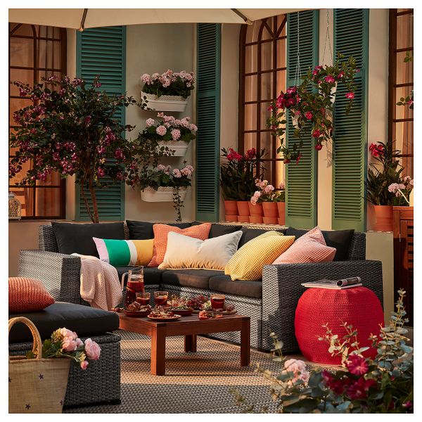 Модульный угловой 3-местный диван, садовый, темно-серый/Холло черный IKEA СОЛЛЕРОН 792.885.03 - фото 2