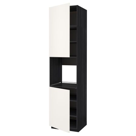 Высокий шкаф для духовки, 2 дверцы, полки МЕТОД, черный, Веддинге белый