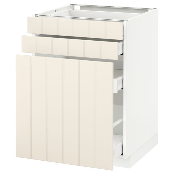 Напольный шкаф с выдвижными модулями, 2 фронтальные панели МЕТОД / МАКСИМЕРА, белый, Хитарп белый с оттенком - схема-чертеж с размерами