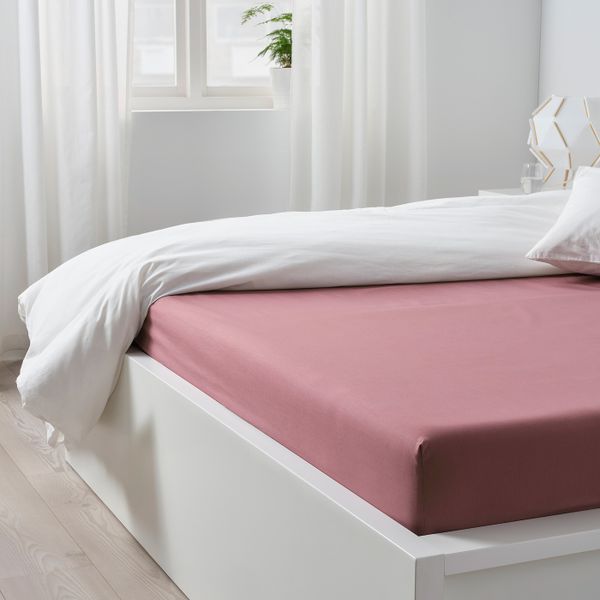 Простыня натяжная, темно-розовый 180x200 см IKEA ULLVIDE УЛЛЬВИДЕ 404.614.62 - схема-чертеж с размерами