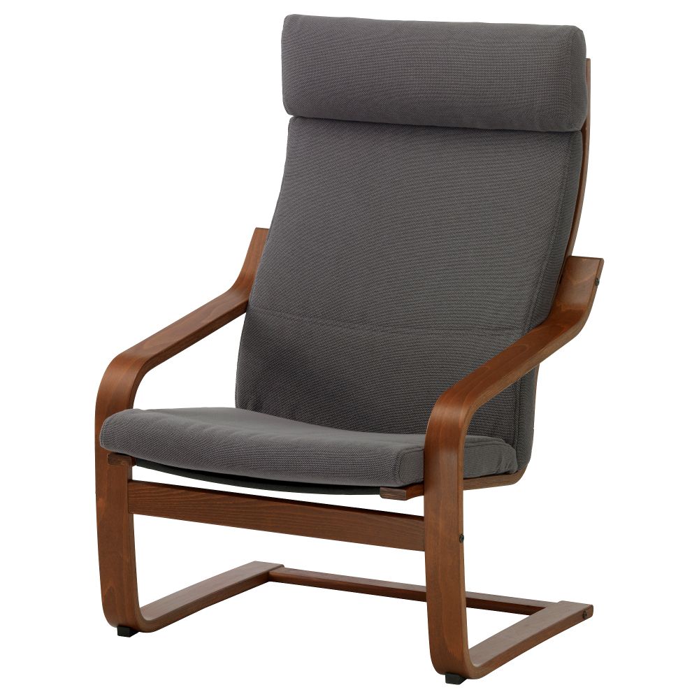 Кресло ПОЭНГ, классический коричневый, Финнста серый - фото 1