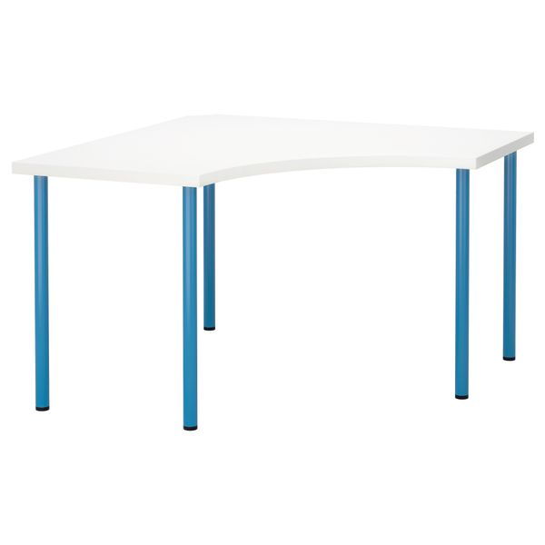 Угловой стол ЛИННМОН / АДИЛЬС, белый, синий (120x120 см) - фото 1