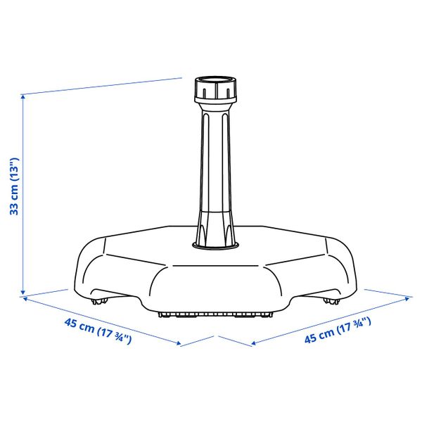 Опора зонта от солнца, серо-бежевый 45x45 см IKEA HUVÖN ХЮВОН 504.571.10 - схема-чертеж с размерами
