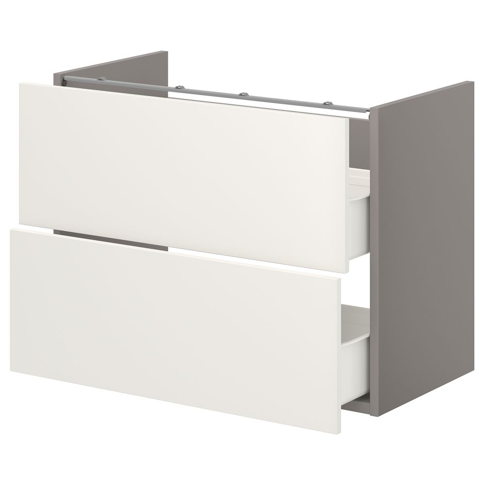 Напольный шкаф для раковины,2 ящика, 80x42x60 см, серый-белый IKEA BEGIVENHET БЕГИВЕНХЕТ 193.223.50 - фото 1