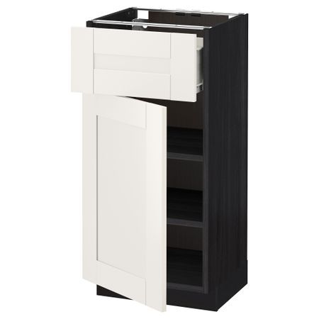 Напольный шкаф с ящиком, дверью МЕТОД / ФОРВАРА, черный, Сэведаль белый