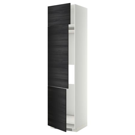 Высокий шкаф для холодильника или морозильника, с 3 дверями МЕТОД, белый, Тингсрид черный