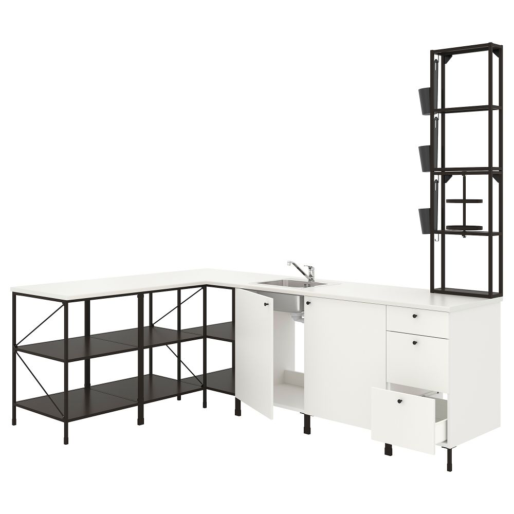 Угловая кухня, антрацит, белый IKEA BEGIVENHET БЕГИВЕНХЕТ 693.382.35 - фото 1