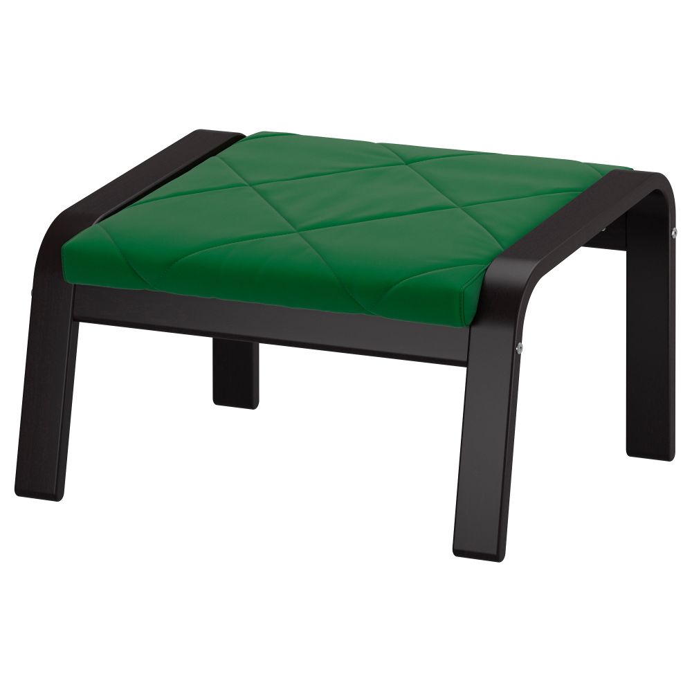 Табурет для ног ПОЭНГ, черно-коричневый, Сандбакка зеленый - фото 1