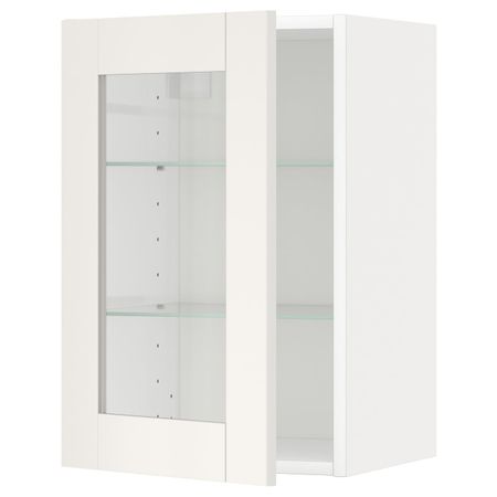 Навесной шкаф/полки/стеклян дверца, белый/Сэведаль белый 40x60 см IKEA METOD МЕТОД 794.451.93