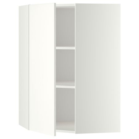Угловой навесной шкаф с полками МЕТОД, белый, Хэггеби белый