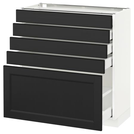 Напольный шкаф с 5 ящиками МЕТОД / МАКСИМЕРА, белый, Лаксарби черно-коричневый