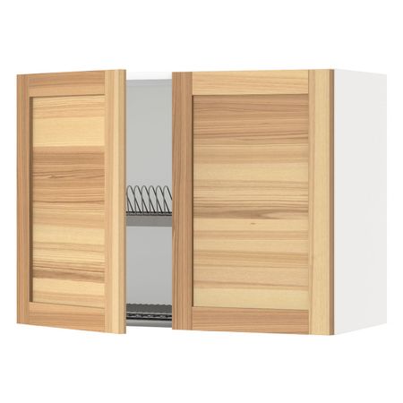 Навесной шкаф с сушилкой/2дверцы, белый/Торхэмн ясень 80x60 см IKEA METOD МЕТОД 494.706.31