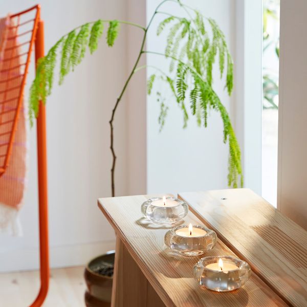 BLADFÅGEL БЛАДФОГЕЛЬ Подсвечник для греющей свечи - прозрачное стекло 3 см - фото 2