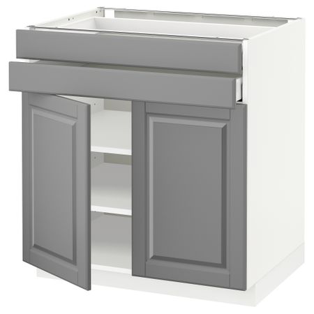 Напольный шкаф, 2 дверцы, 2 ящика МЕТОД / МАКСИМЕРА, белый, Будбин серый