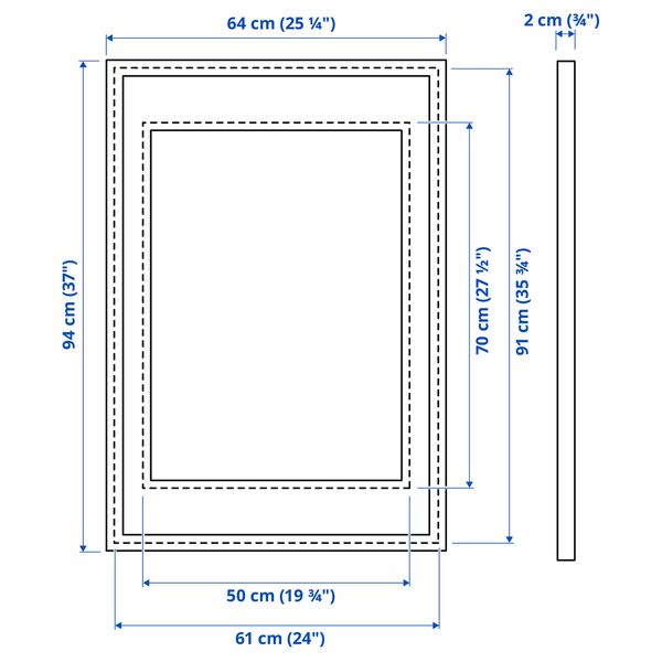Рама, серебристый, 61x91 см IKEA SILVERHÖJDEN СИЛВЕРХОЙДЕН 802.982.90 - схема-чертеж с размерами