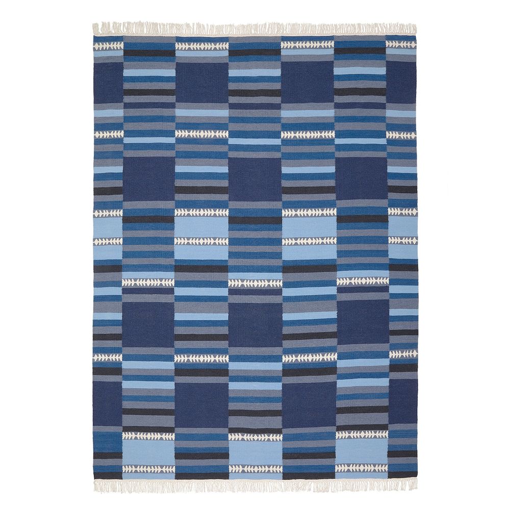 Ковер безворсовый, ручная работа различные оттенки синего 170x240 см IKEA TRANGET ТРАНГЕТ 504.385.36 - фото 1