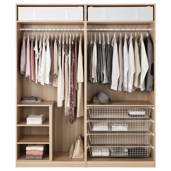 Гардероб ПАКС, под беленый дуб, Нексус Викедаль (200x60x236 см) - схема-чертеж с размерами