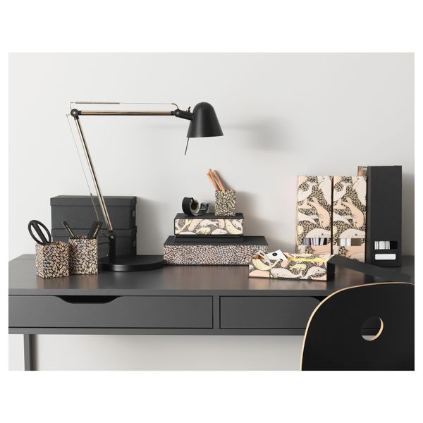 Коробка для/документов ХЕЙСАН, черный, разноцветный - схема-чертеж с размерами