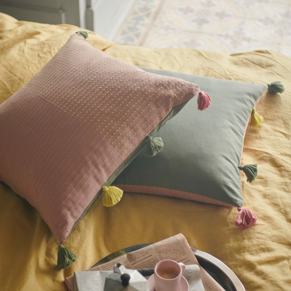 Чехол на подушку, ручная работа розовый/зеленый 50x50 см IKEA KLARAFINA КЛАРАФИНА 304.676.81 - фото 5