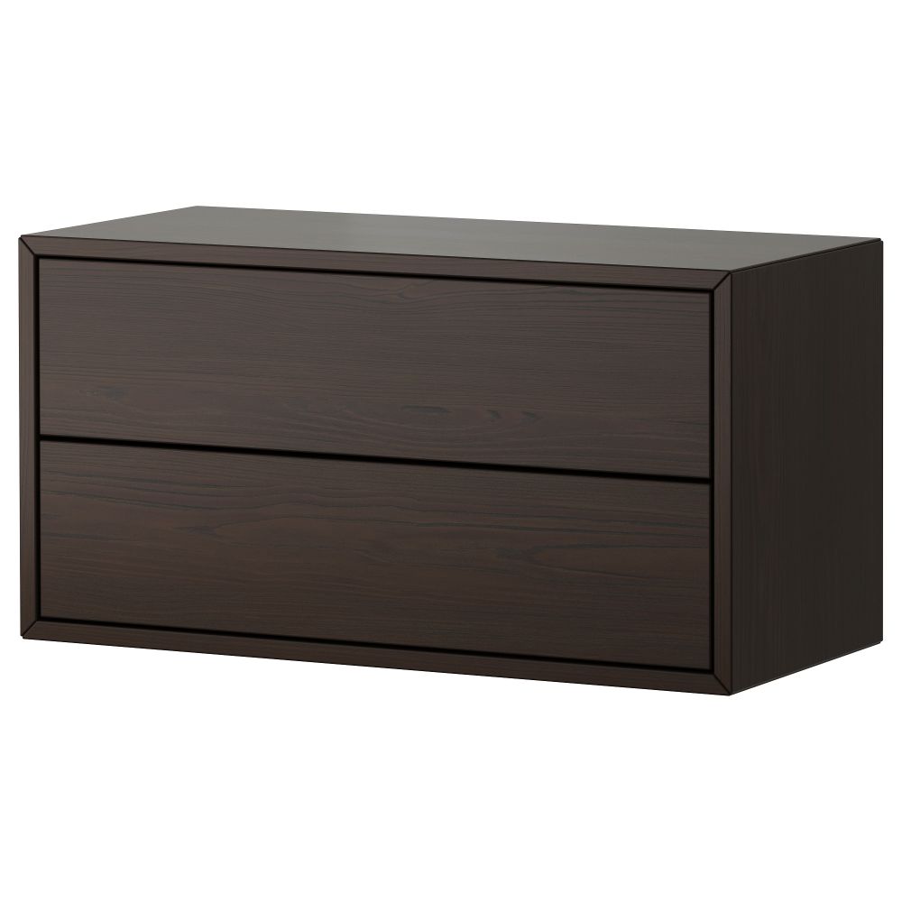 Навесной шкаф с 2 ящиками ВЭЛЬЕ, коричневый (68x35 см) - фото 1