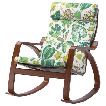 Кресло-качалка ПОЭНГ, классический коричневый, Симмарп зеленый